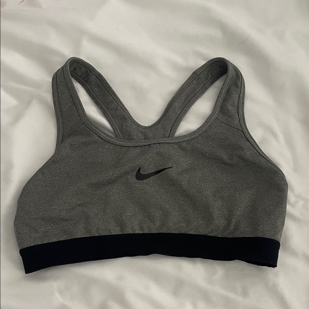 Nike Women's Charcoal and Black Sports Bra